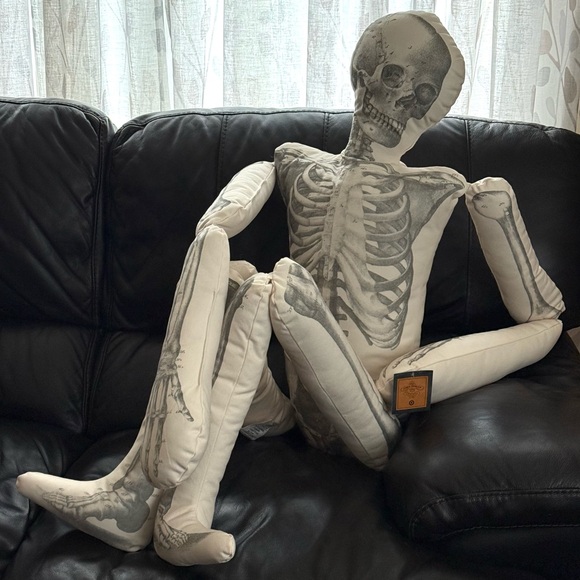 John Derian Skeleton Pillow Life-Size - Picture 1 of 13